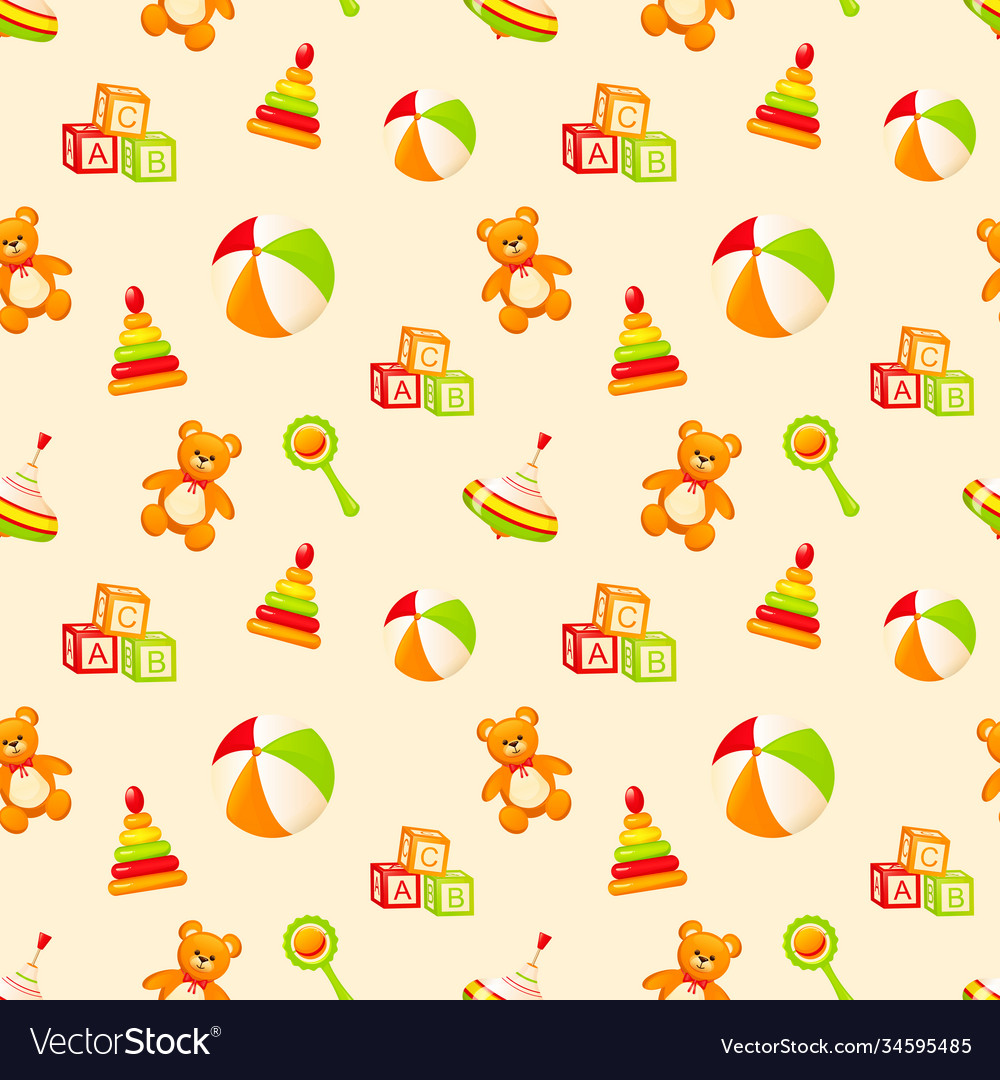 Seamless pattern with children toys vector image Seamless pattern with children toys