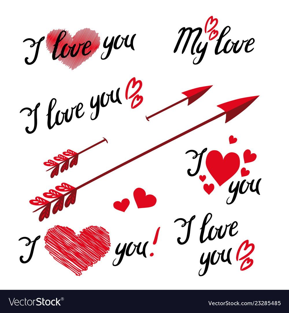 Set of i love you Royalty Free Vector Image - VectorStock