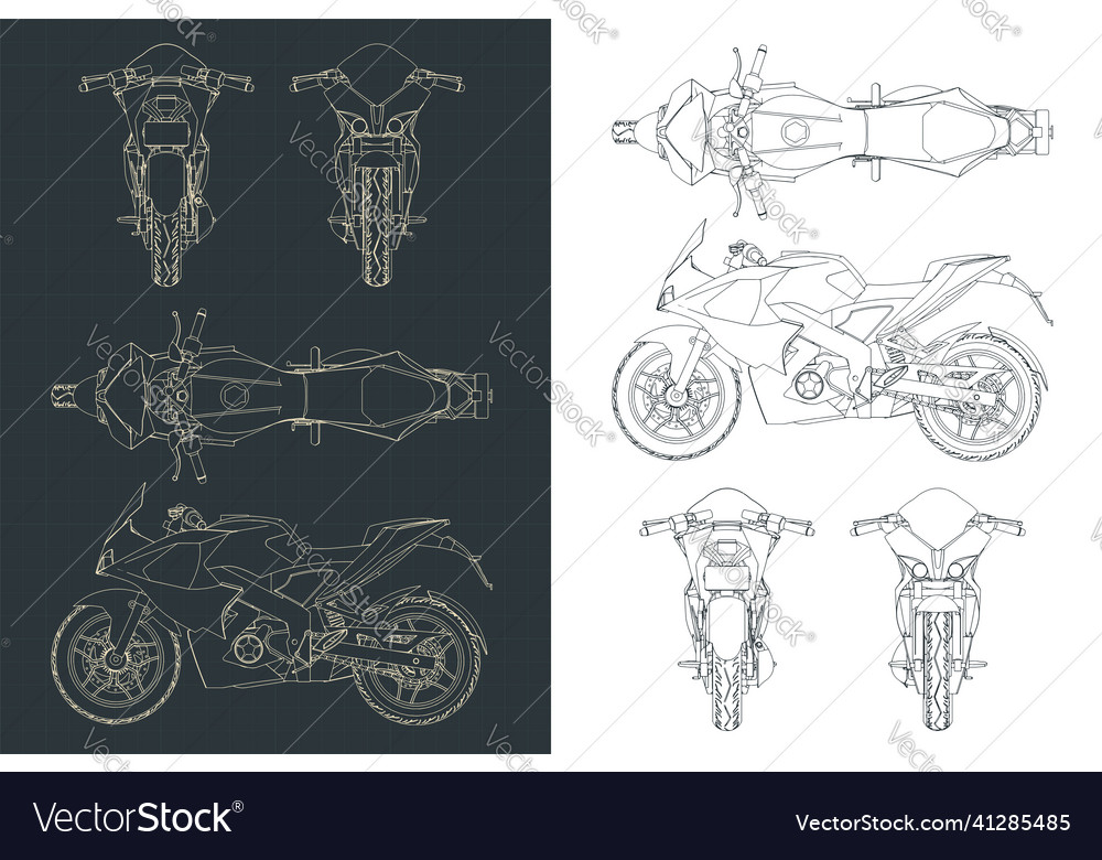 Sports motorcycle blueprints Royalty Free Vector Image