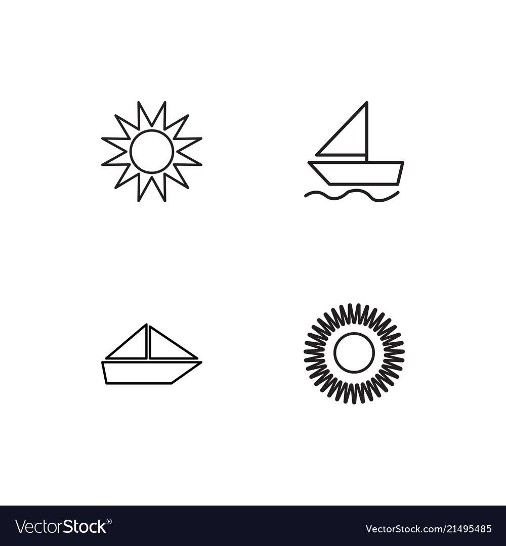 Summer linear icons set simple outline
