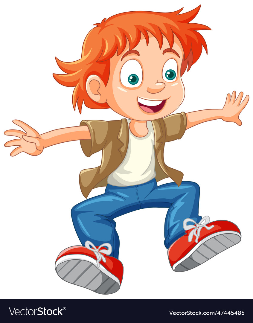 Urban boy jumping cartoon character Royalty Free Vector