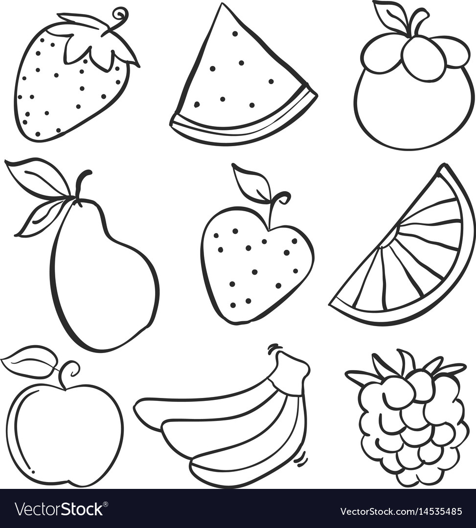 Various fruit element of doodle style Royalty Free Vector