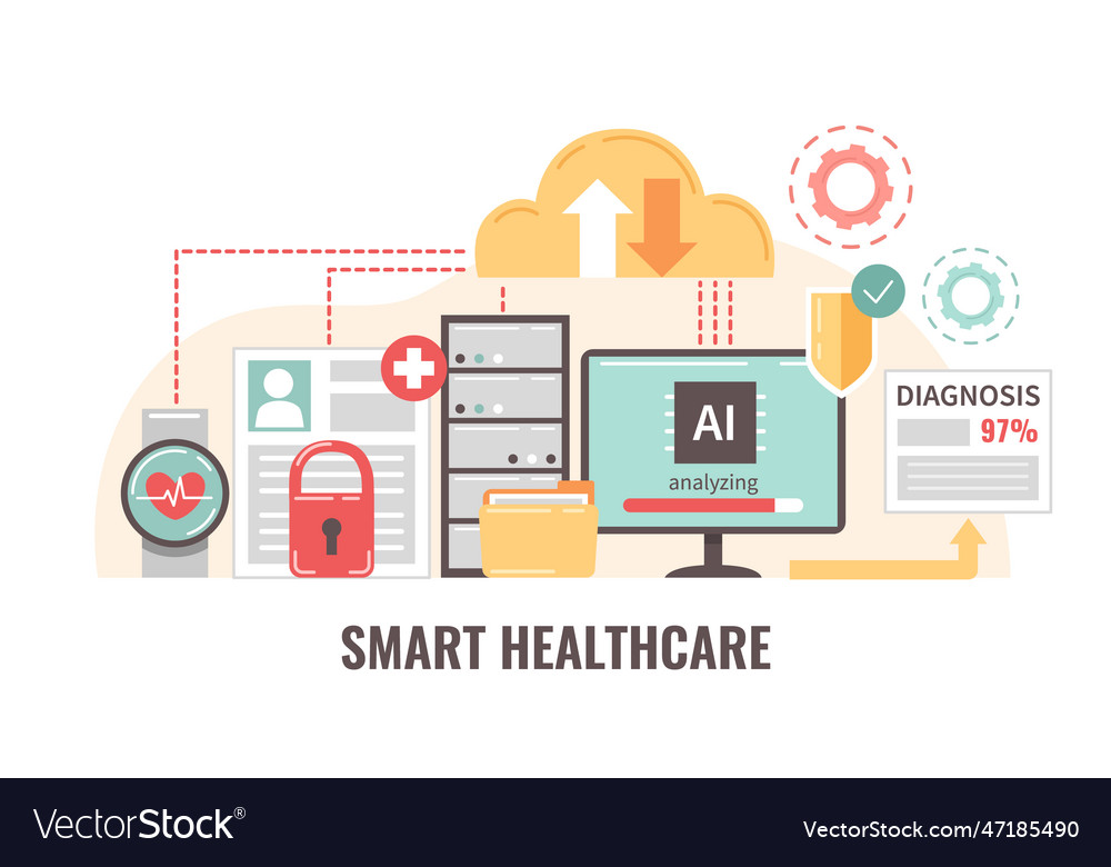 Ai cloud diagnosis composition vector image Ai cloud diagnosis composition