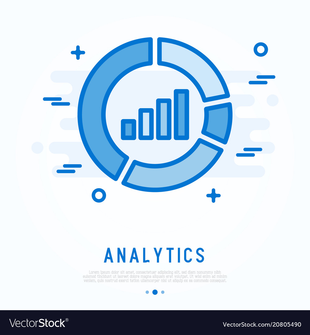Analytics thin line icon chart in circle