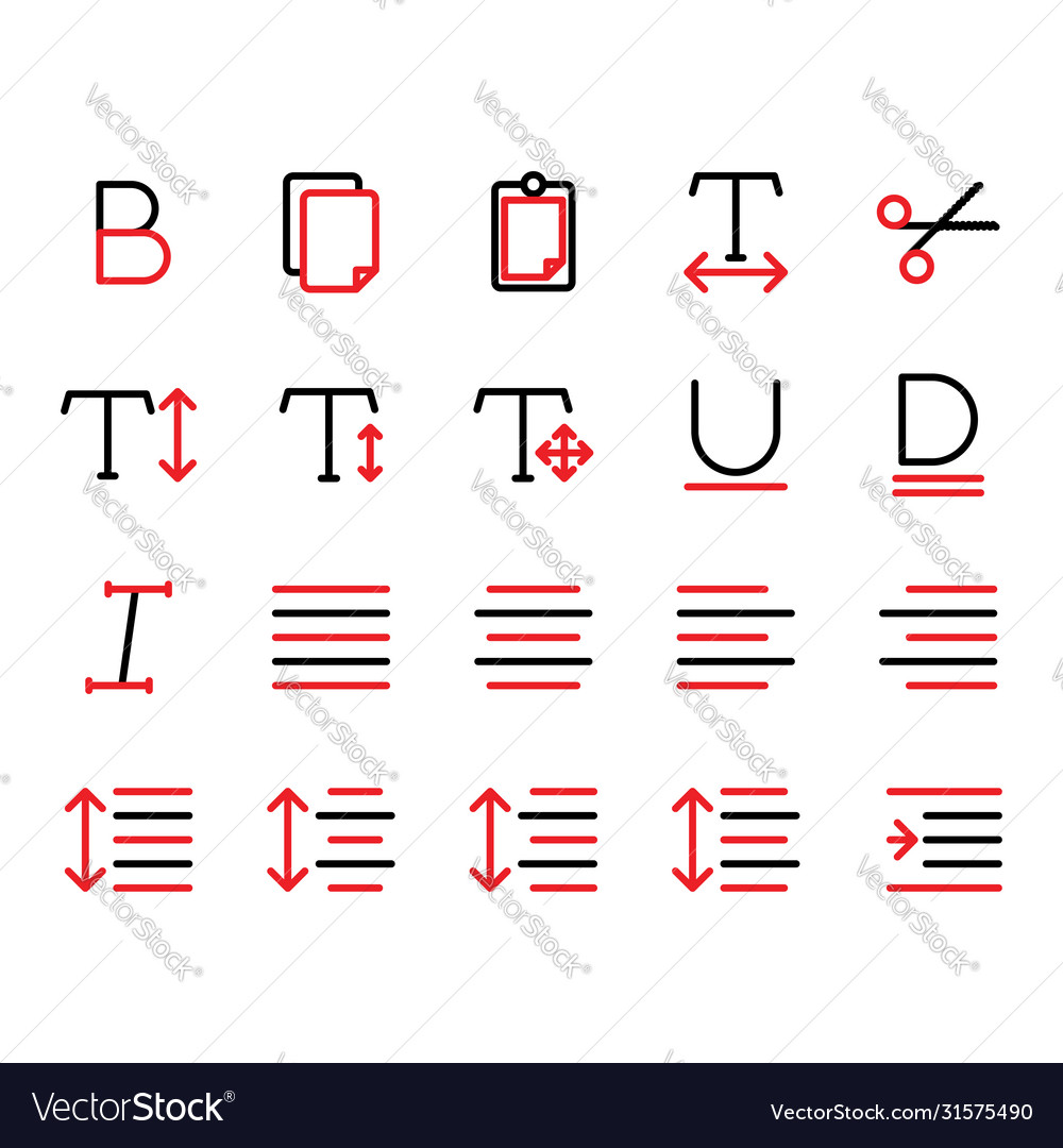 Editing text icon set include bold vector image Editing text icon set include bold