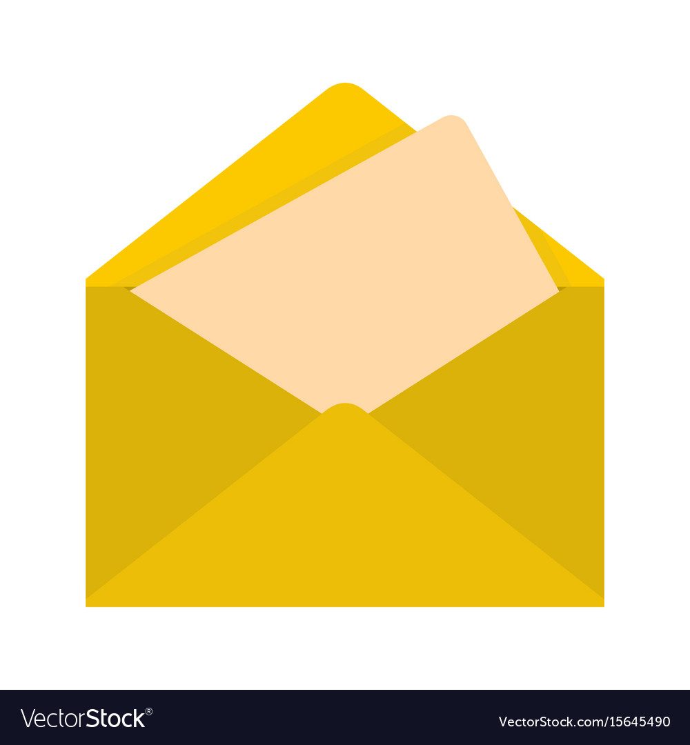 Flat yellow mail letter icon Royalty Free Vector Image