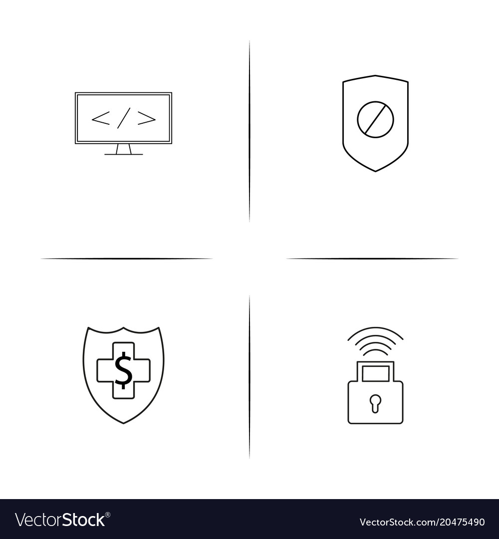 Internet Sicherheit einfache lineare Icons Set