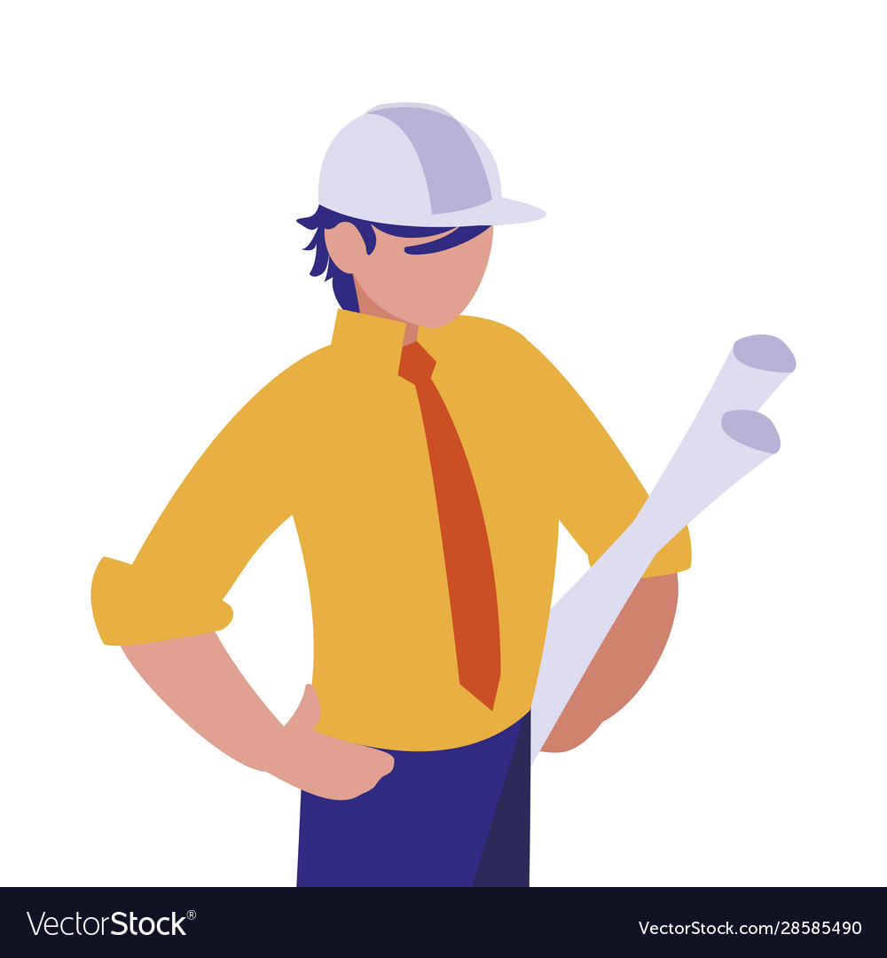 Isolated architect avatar man with white helmet Vector Image