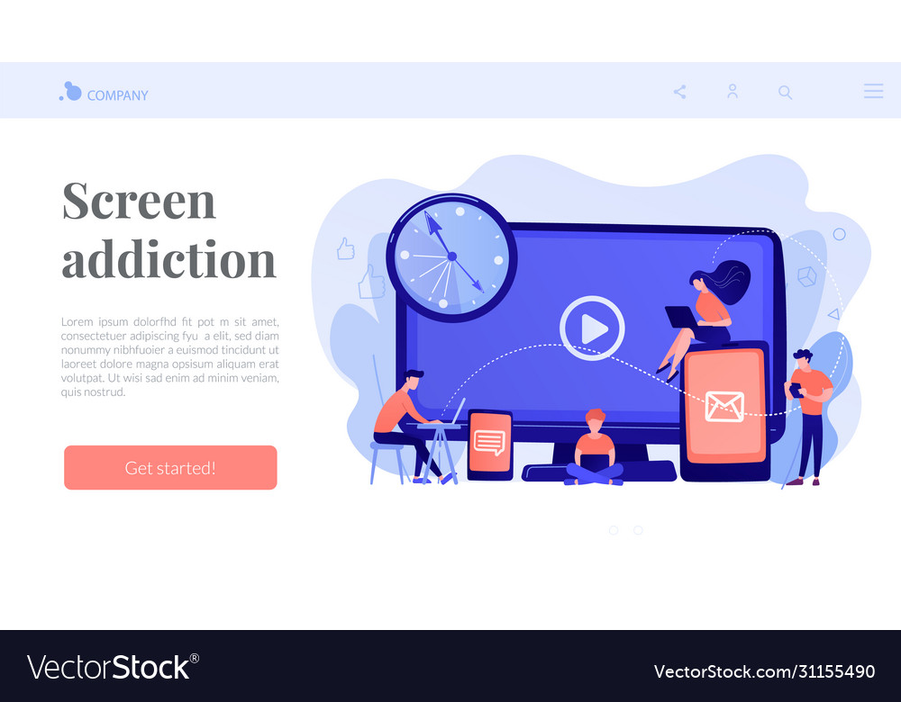 Screen addiction concept landing page