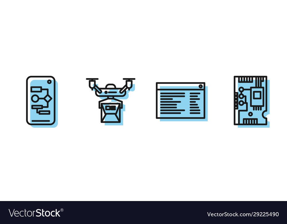 Set line software web developer programming code