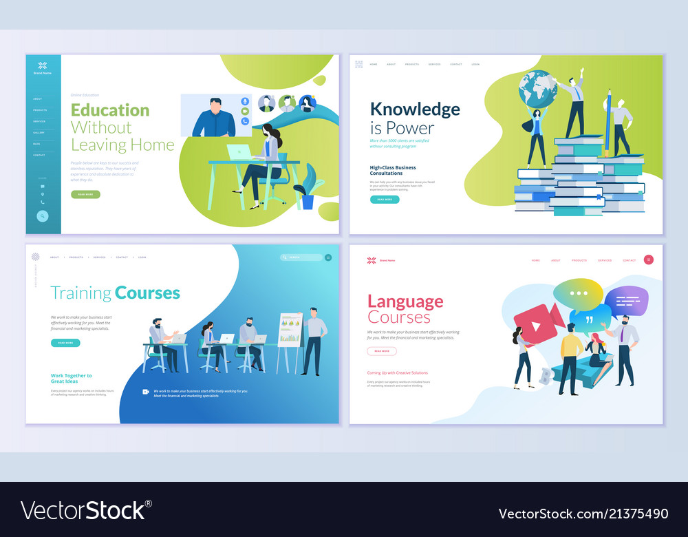 Set of web page design templates for education Vector Image