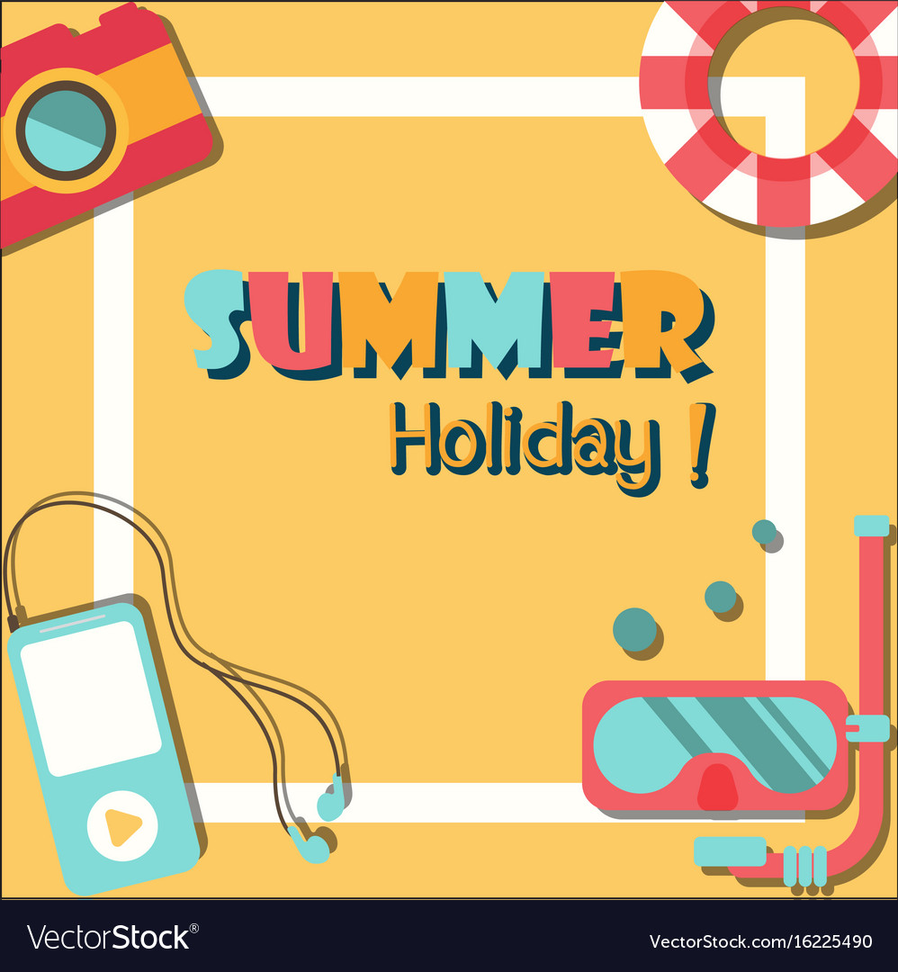 Summer holiday vacation poster flat