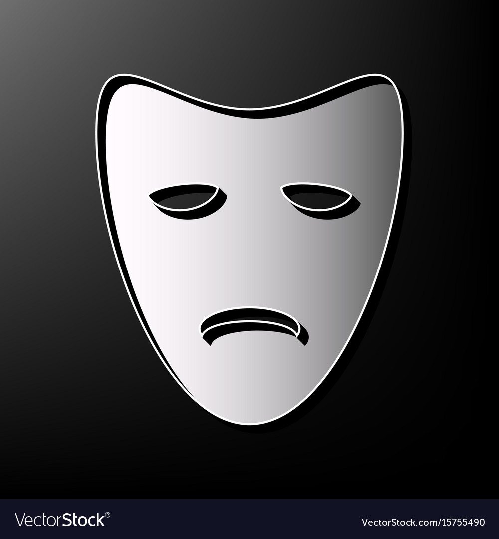 Tragedy theatrical masks gray 3d printed Vector Image