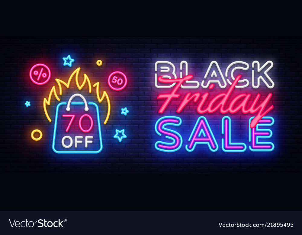 Black friday sale neon banner vector image Black friday sale neon banner