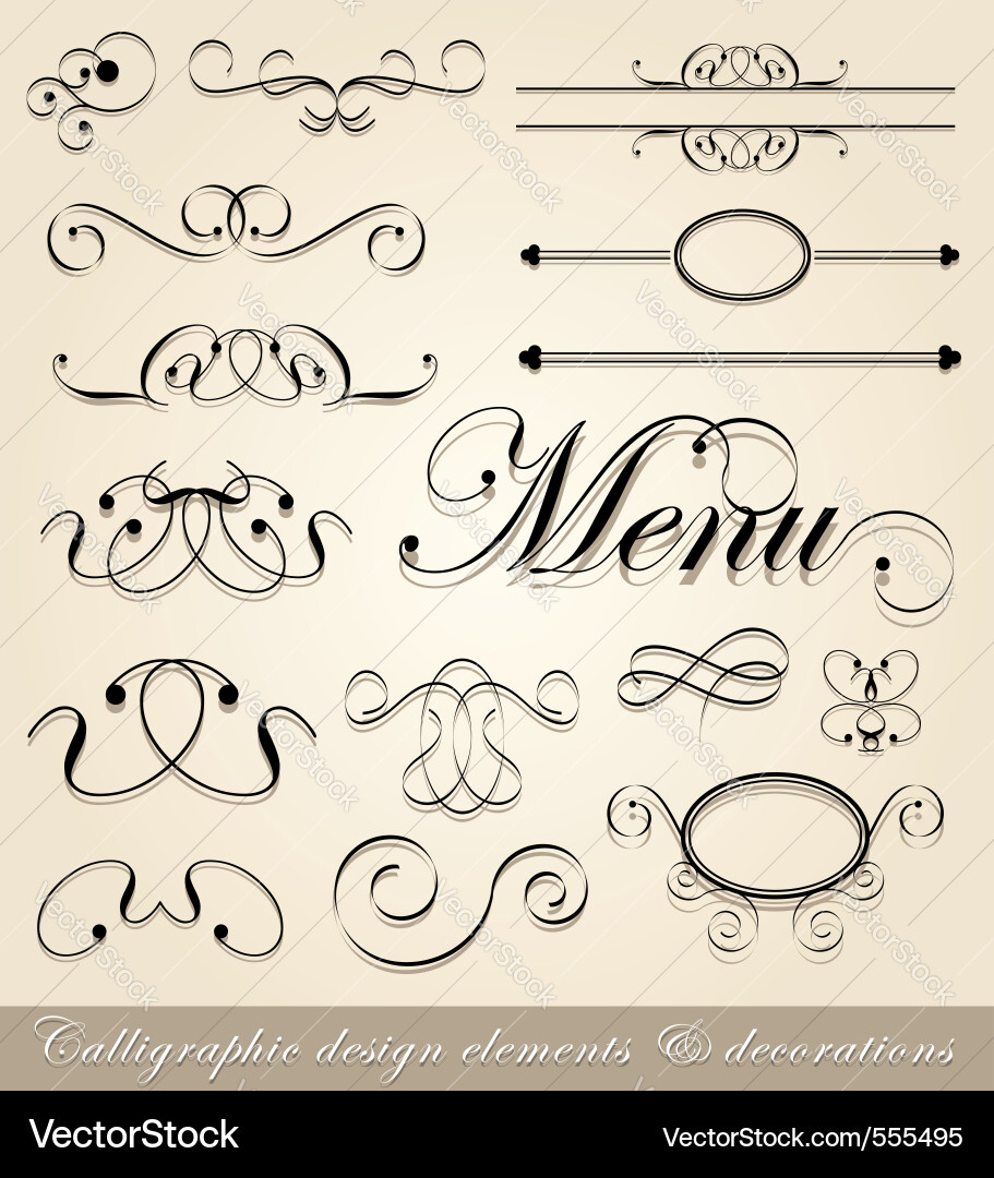 Calligraphic design elements Royalty Free Vector Image