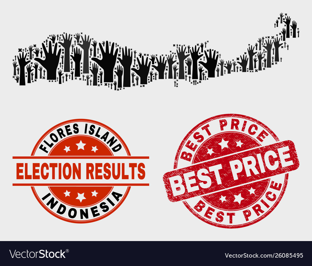 Collage voting flores island indonesia map