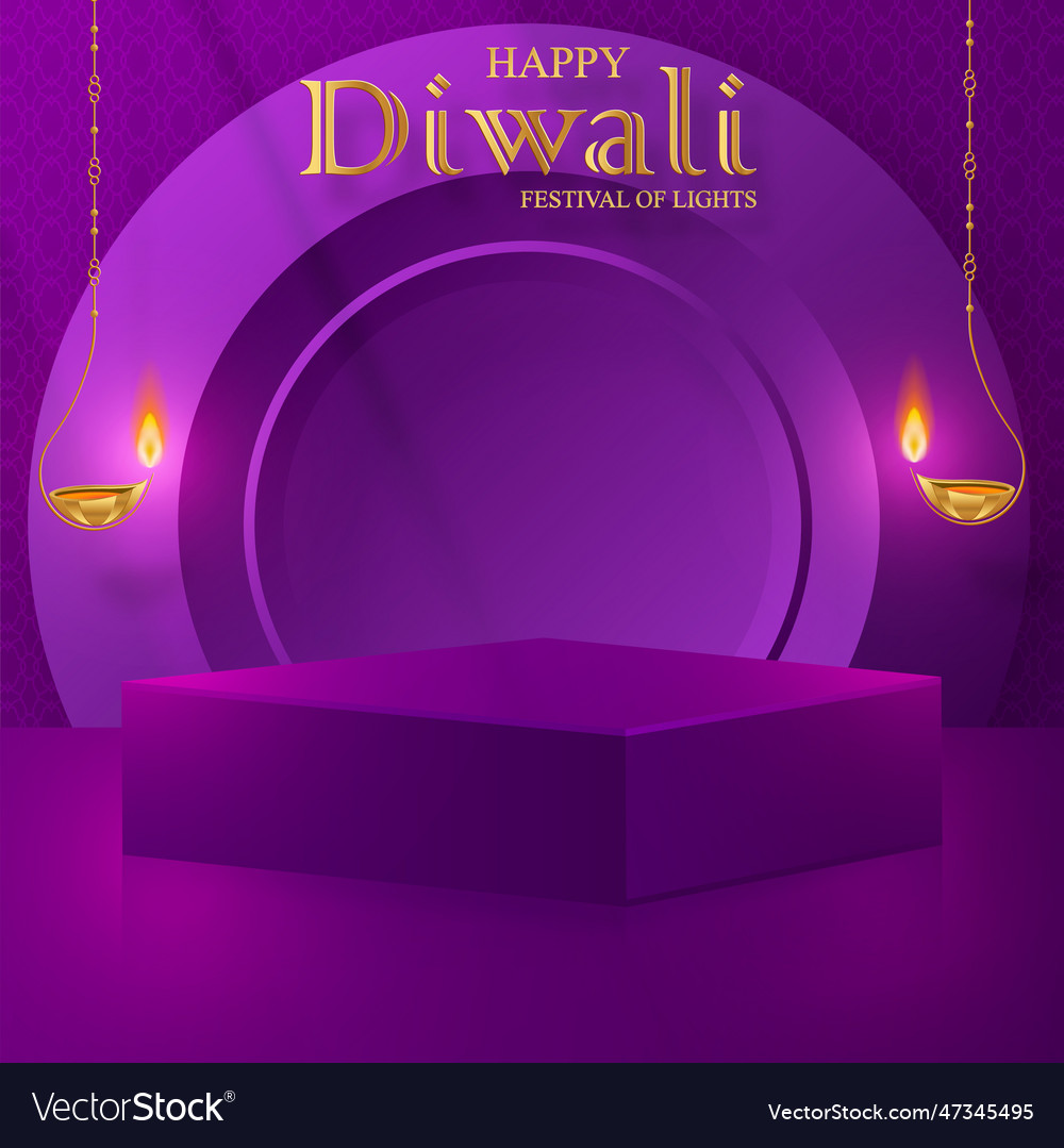 Diwali or deepavali 3d podium round stage style Vector Image