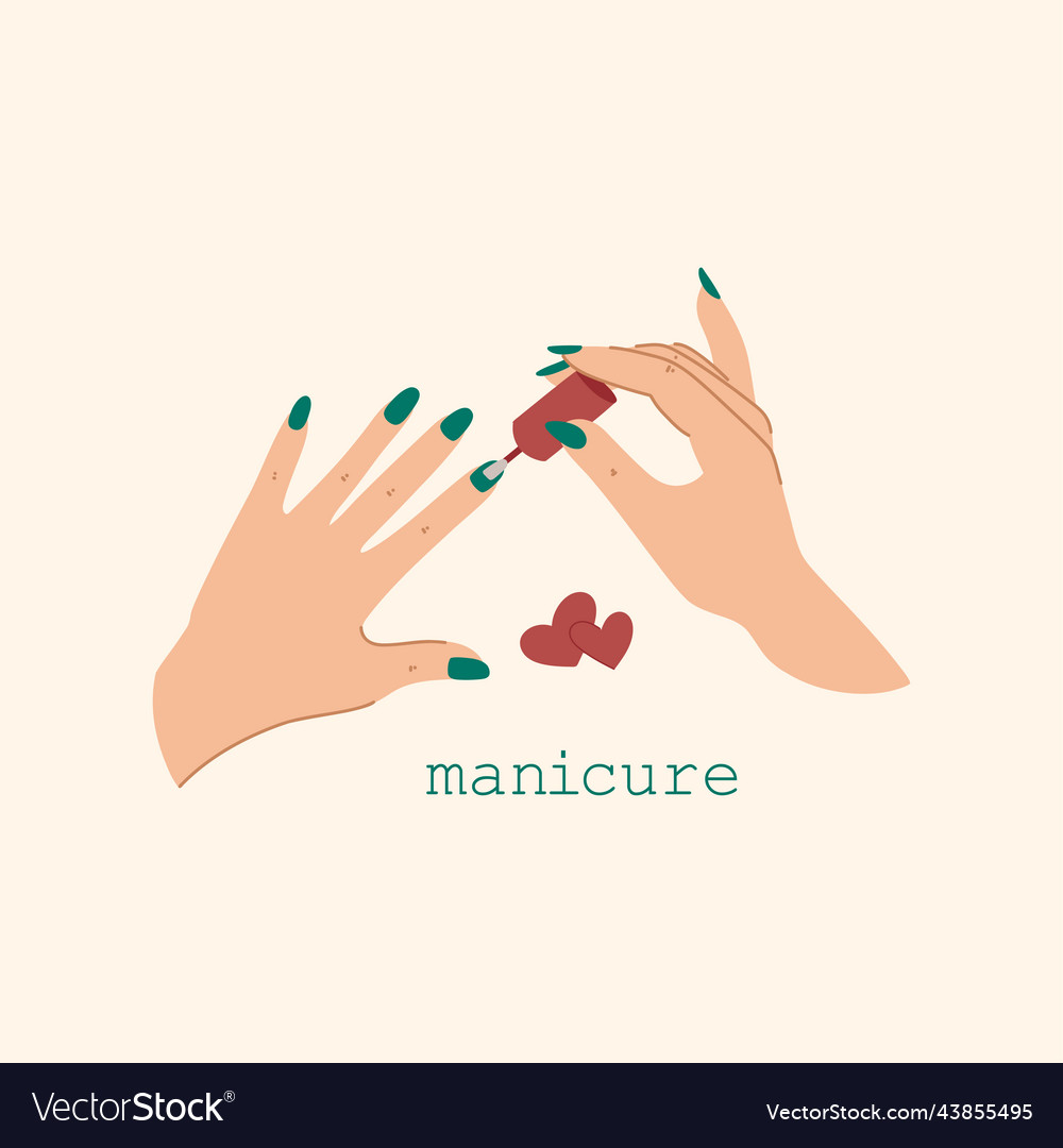 Female hands and manicure accessories hand drawn