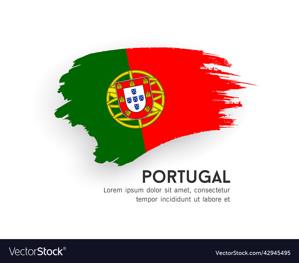 Flag of portugal brush stroke design isolated Vector Image