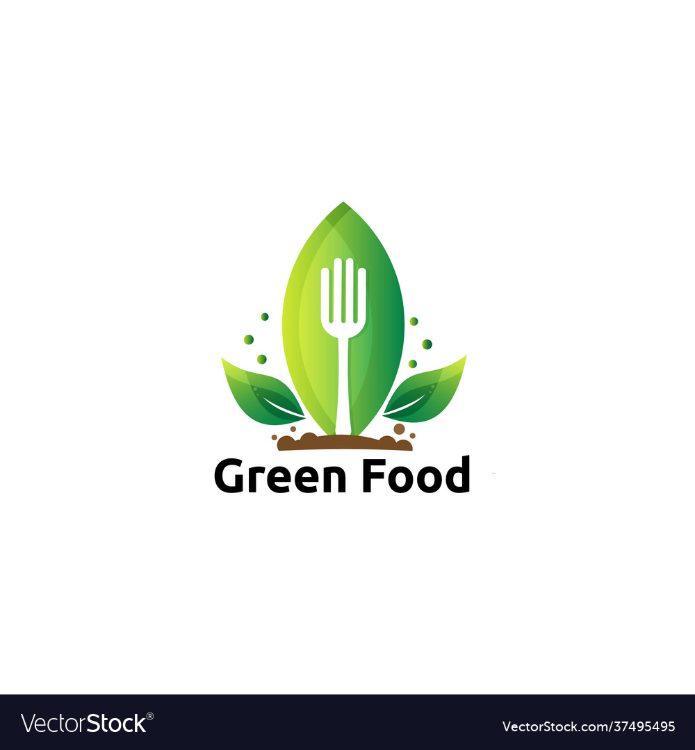 Green food with leaf logo concept icon