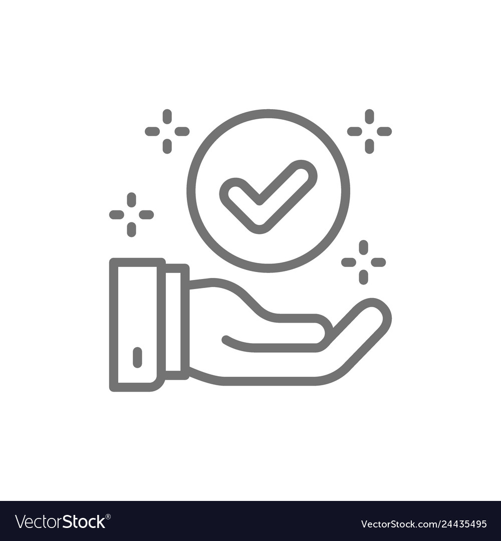 Hand with check mark best choice quality control Vector Image