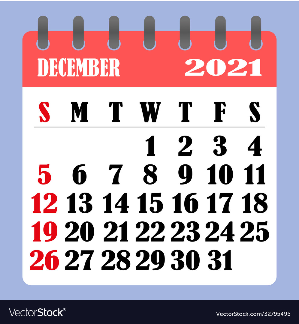 letter-calendar-for-december-2021-week-begins-vector-image