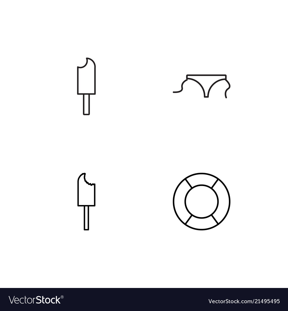 Summer linear icons set simple outline