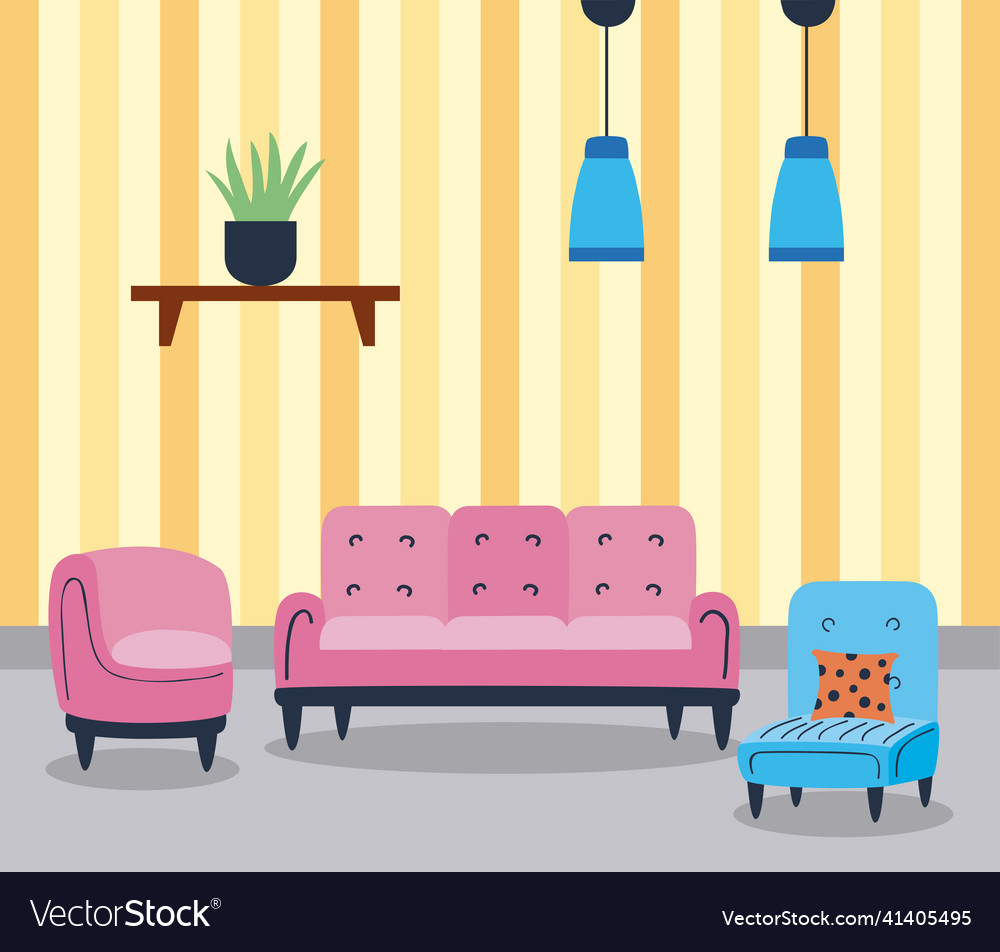 Three sofas in livingroom Royalty Free Vector Image