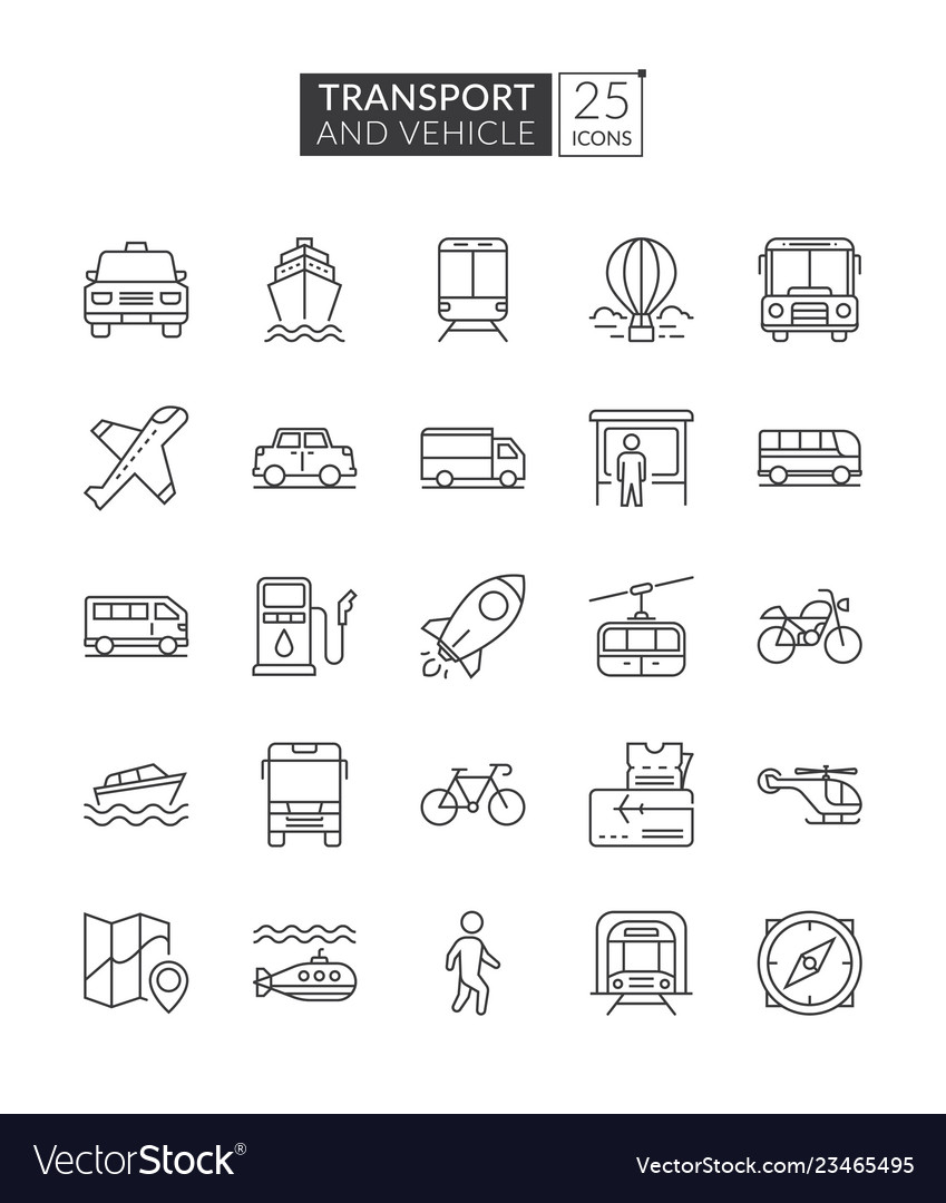 Transportation and vehicle icons vector image Transportation and vehicle icons