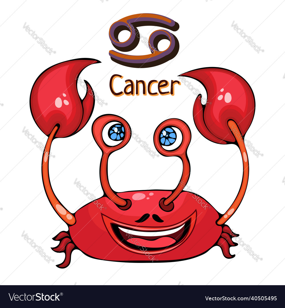 Zodiac sign cartoon cancer astrological vector image Zodiac sign cartoon cancer astrological