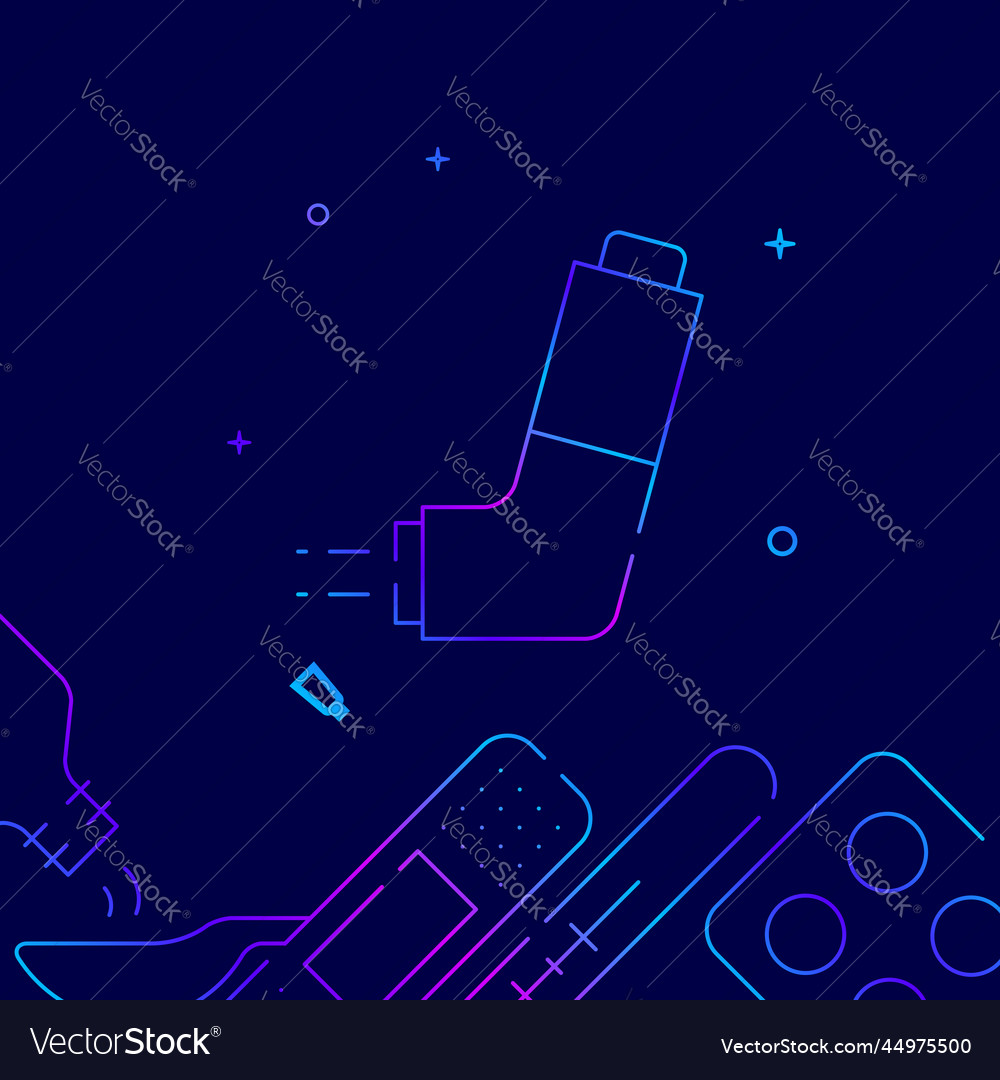 Asthma inhaler gradient line icon vector image Asthma inhaler gradient line icon