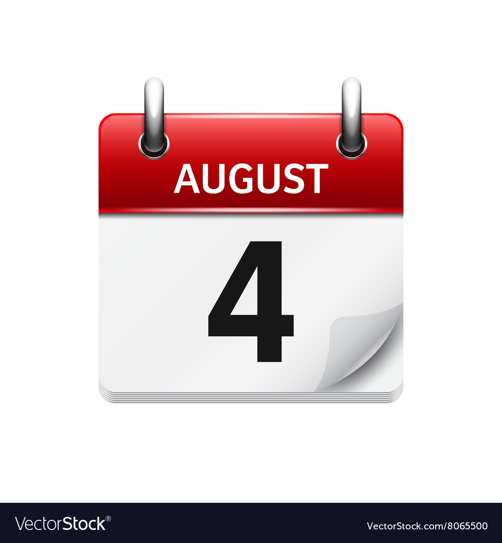 August 4 Flat Daily Calendar Icon Date Royalty Free Vector
