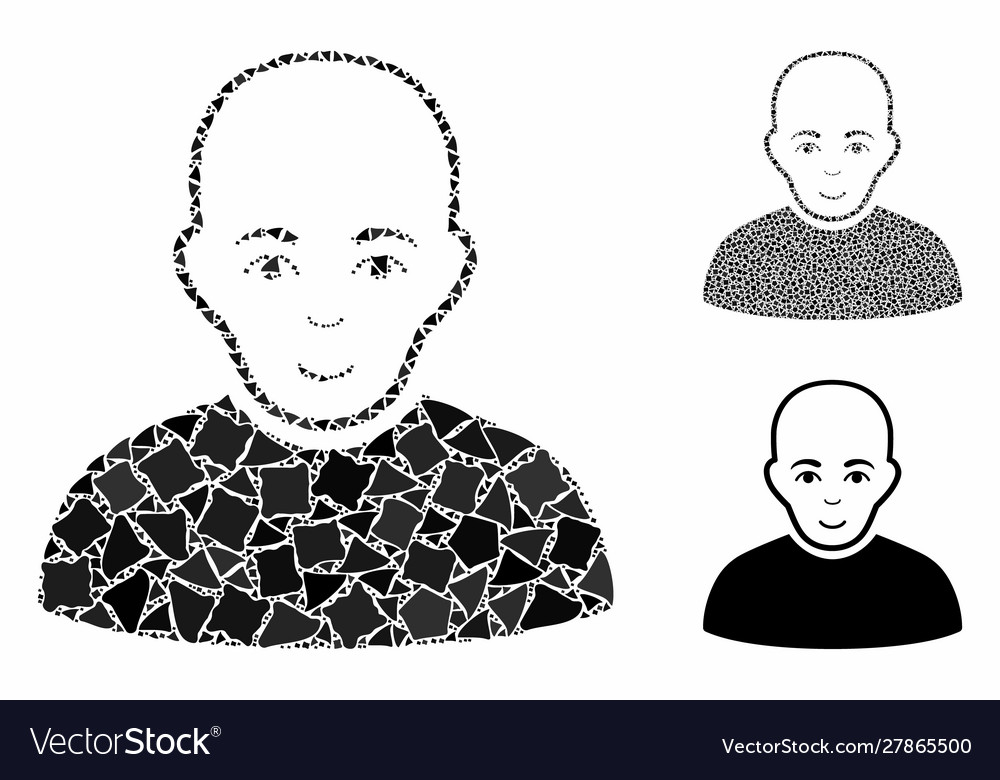 Bald man composition icon humpy elements vector image Bald man composition icon humpy elements