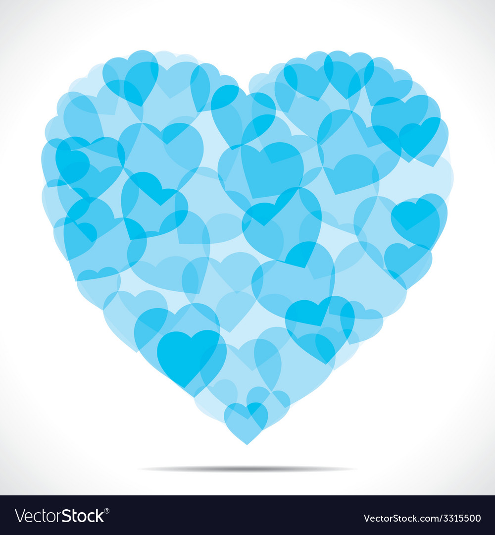 Blue small heart make big heart Royalty Free Vector Image