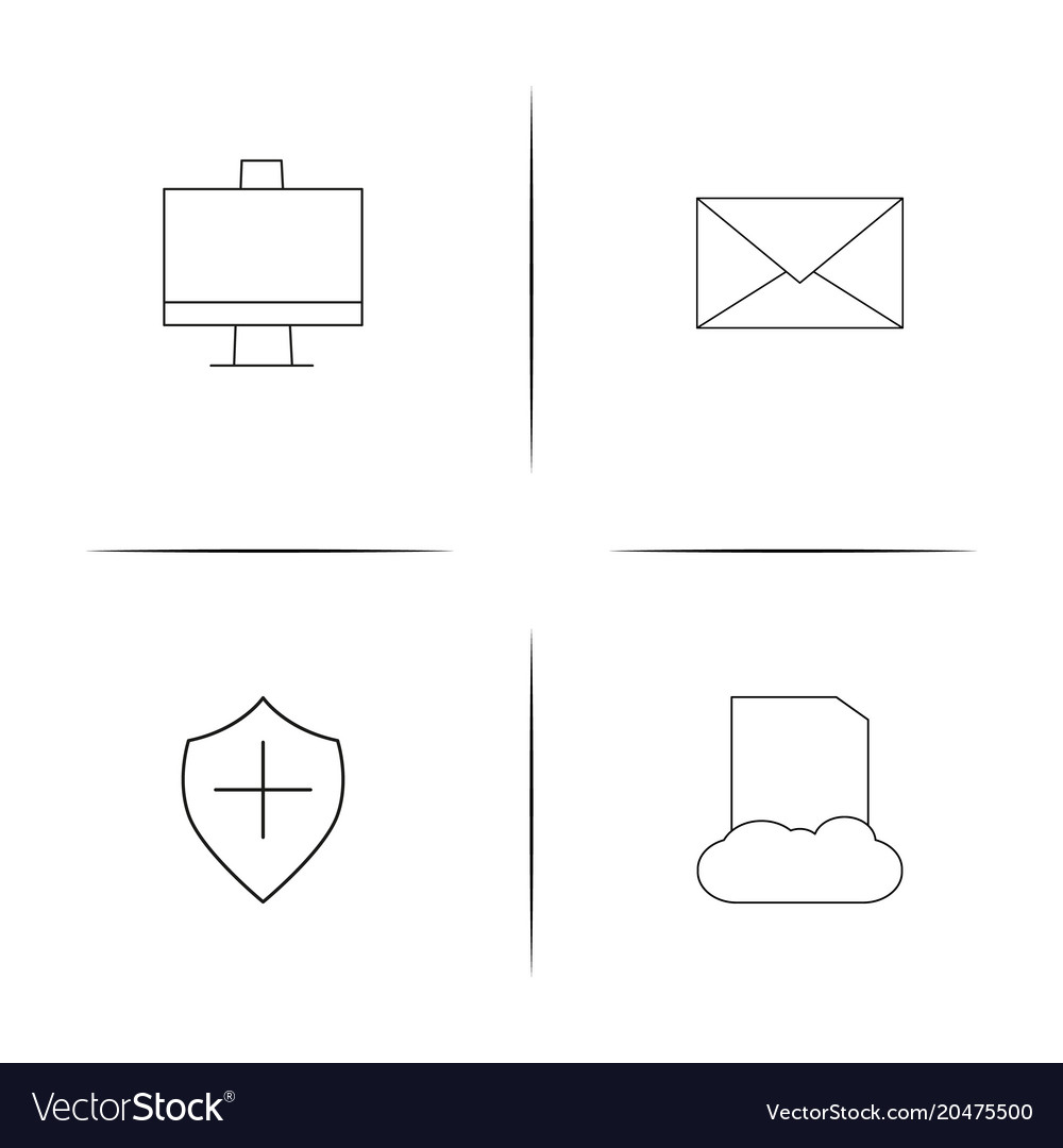 Cyber security simple linear icons set outlined