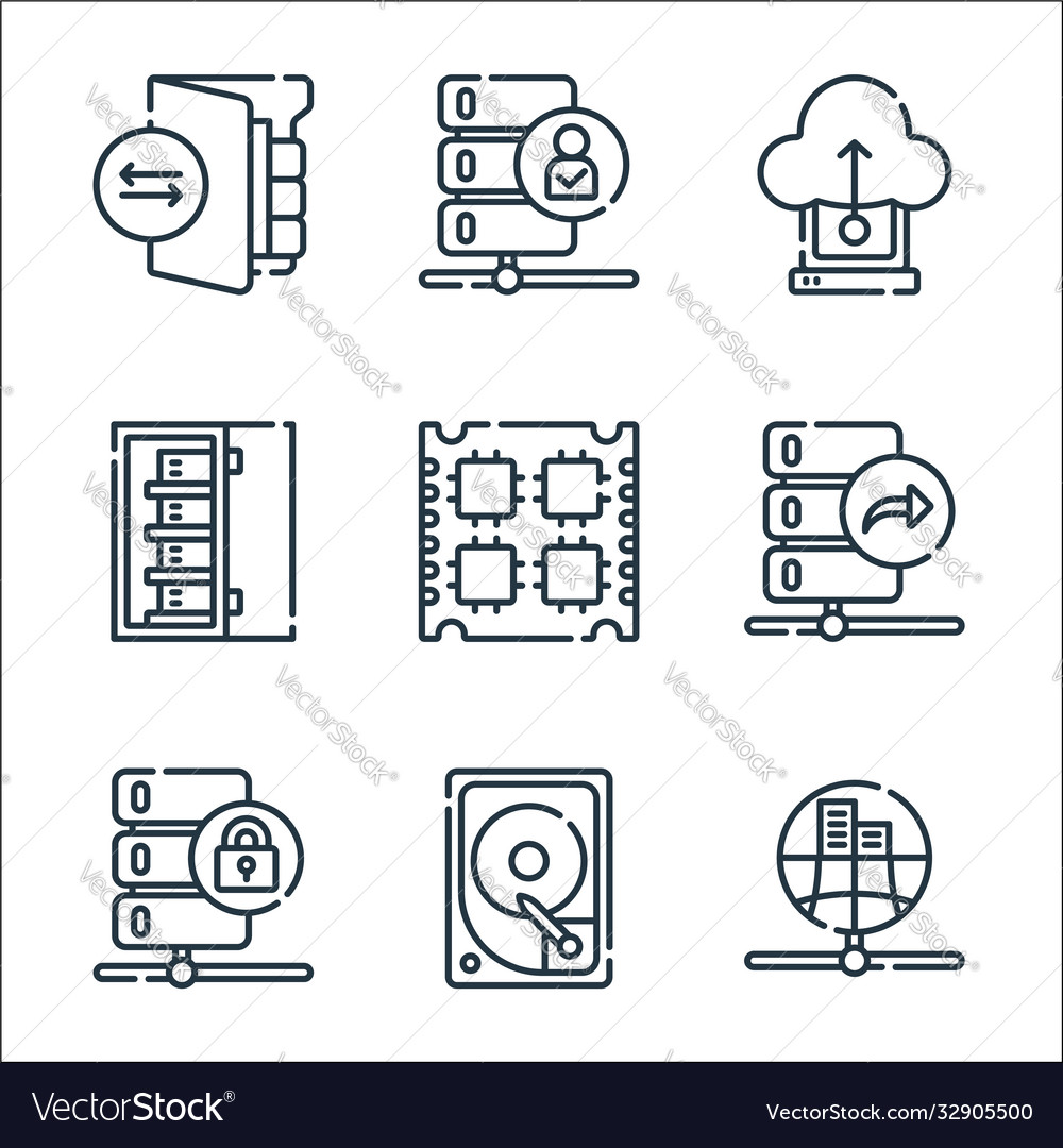 Datenbank- und Serverzeilen-Icons linear set