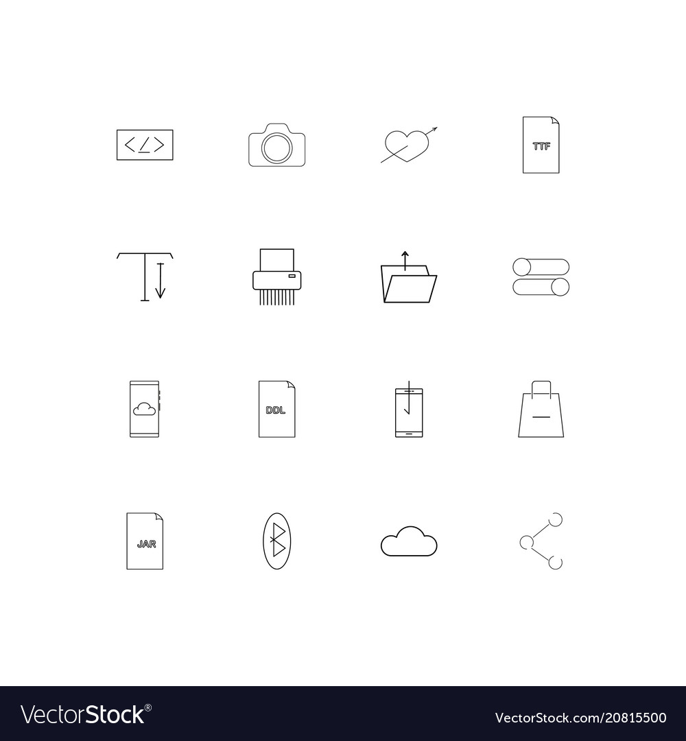 Files and folders sign linear thin icons set