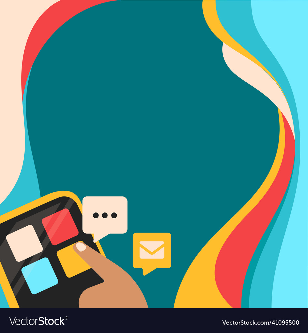 Finger pressing application button presenting vector image Finger pressing application button presenting