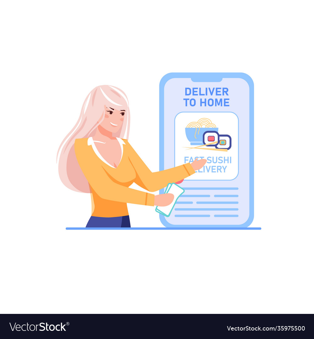 Flat cartoon character offers to make online buy Vector Image Flat cartoon character offers to make online buy Vector Image