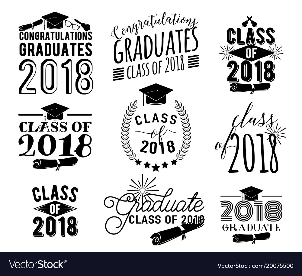 graduation wishes overlays labels set monochrome vector image