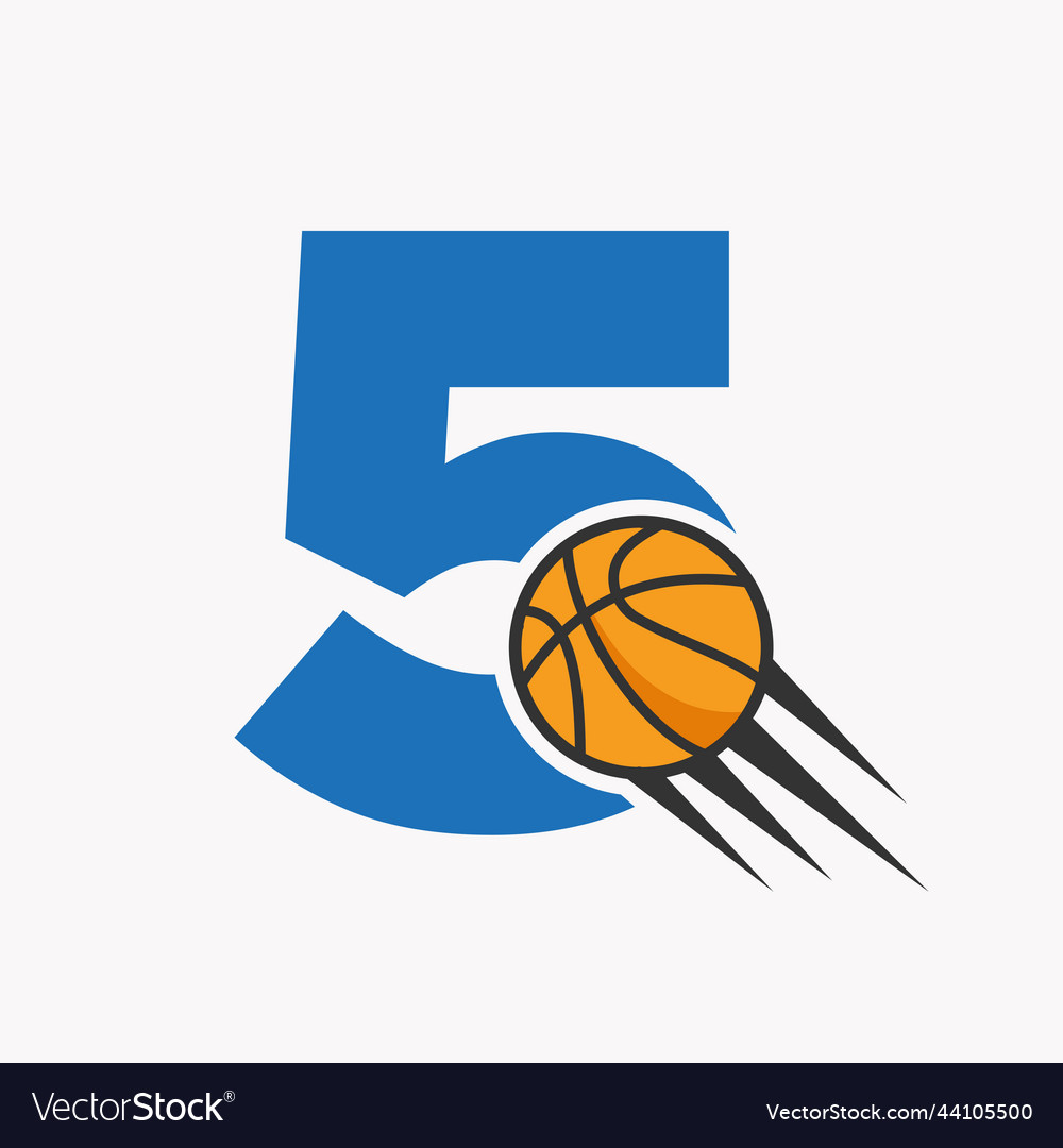 Initial letter 5 basketball logo concept