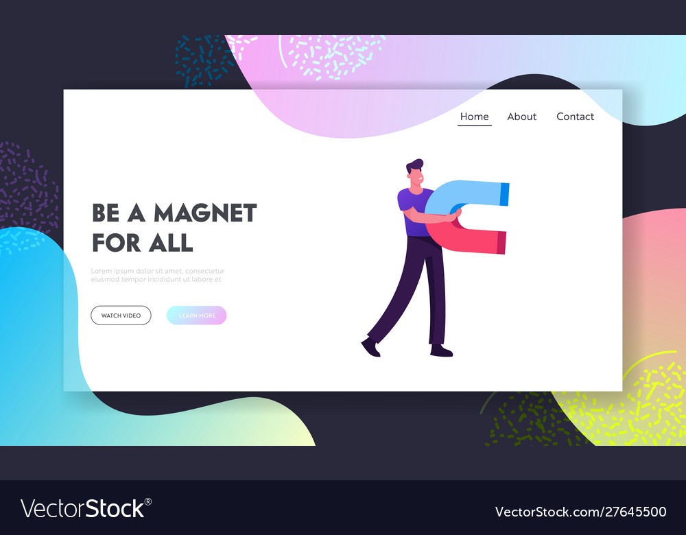 Magnetism and attraction website landing page man