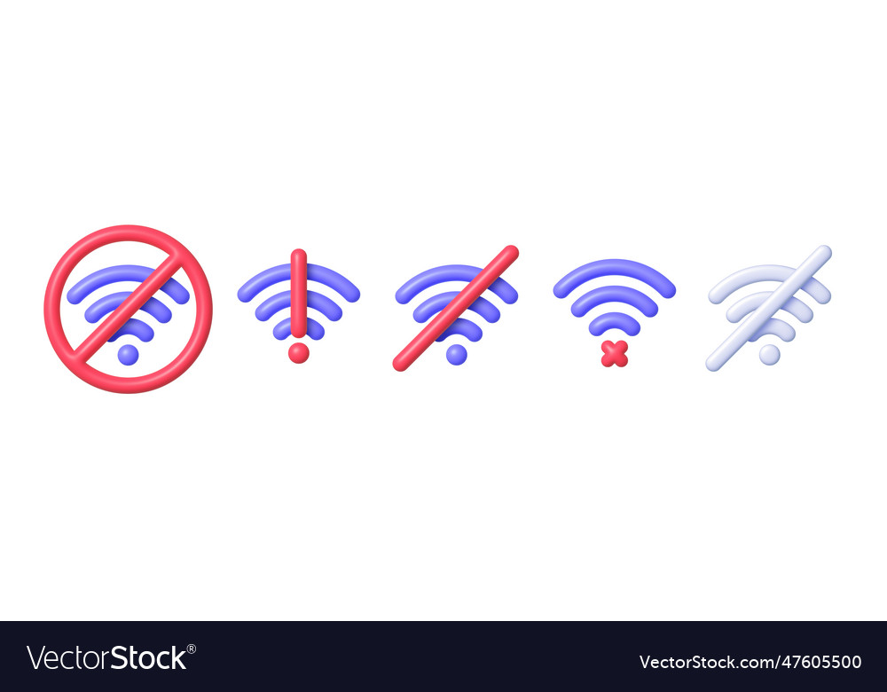 No wifi set in 3d style internet network mobile vector image No wifi set in 3d style internet network mobile