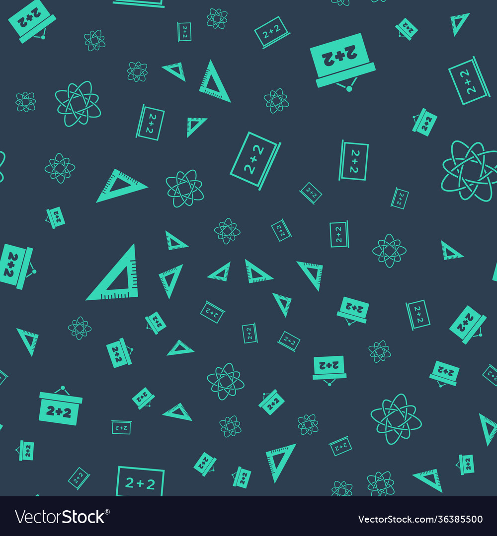 Set chalkboard triangular ruler and atom vector image Set chalkboard triangular ruler and atom