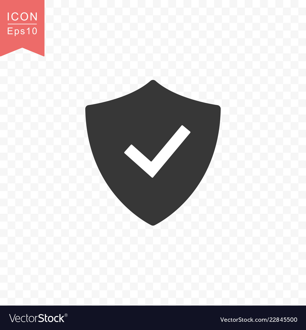 Shield with check mark icon simple flat style