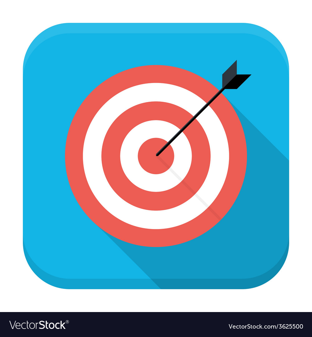 Target with arrow flat app icon with long shadow Vector Image