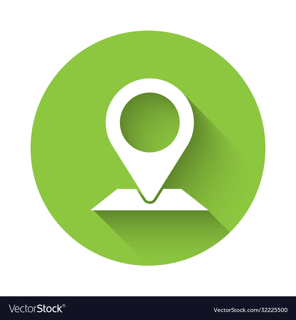 White map pin icon isolated with long shadow Vector Image