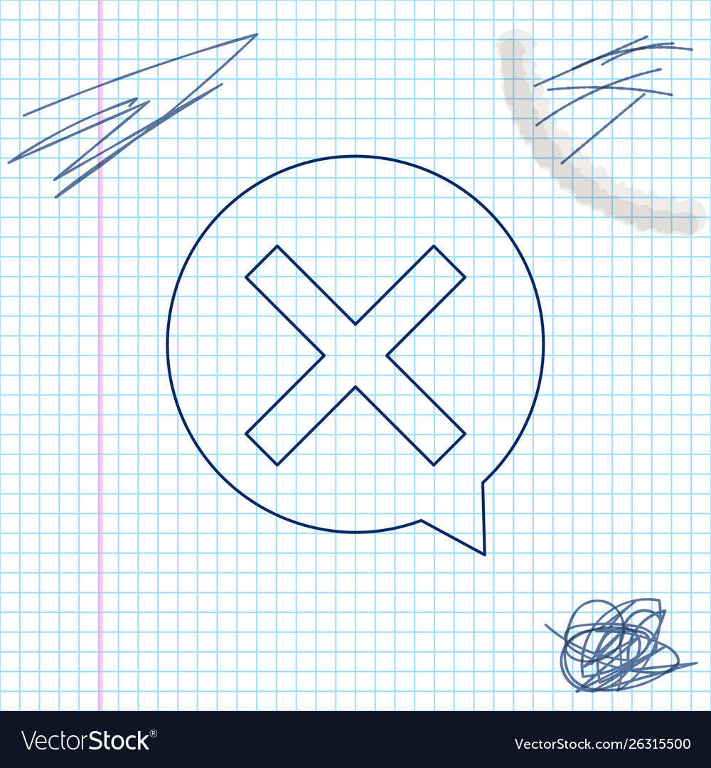 X mark cross in circle line sketch icon isolated