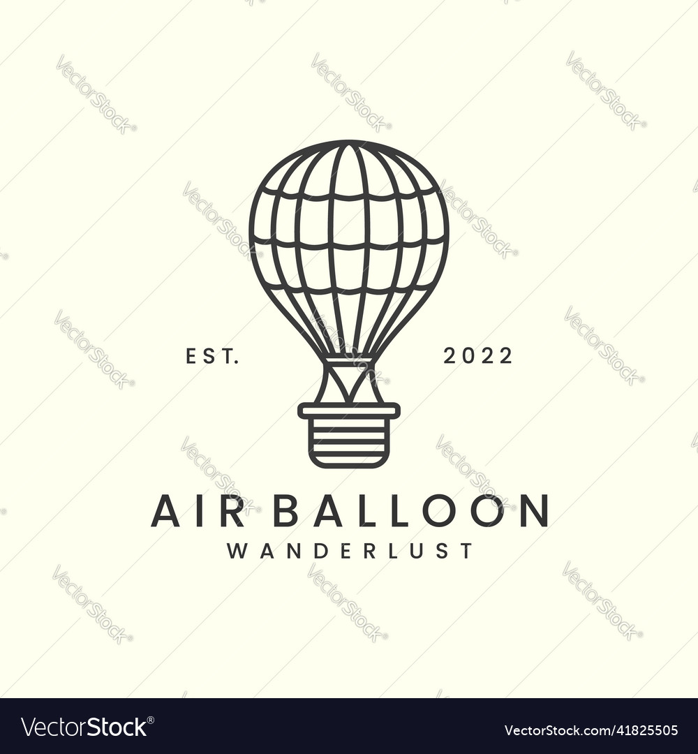 Air balloon with line art style logo icon