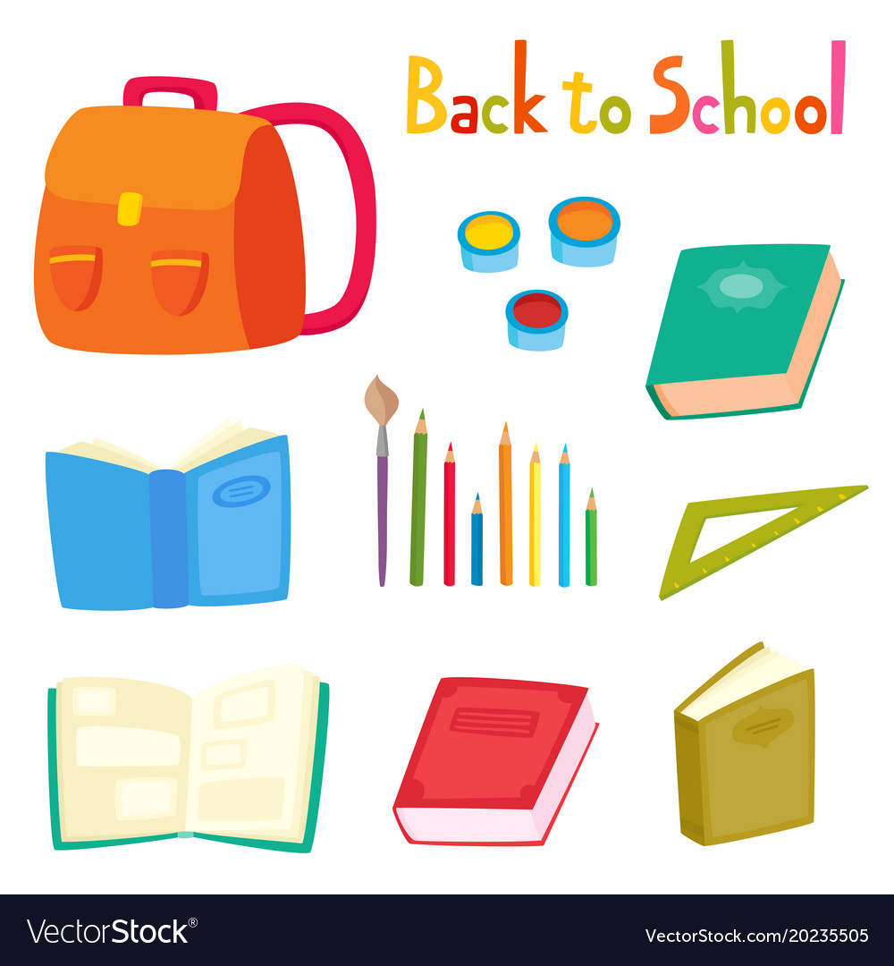 Back to school set with supplies isolated Vector Image